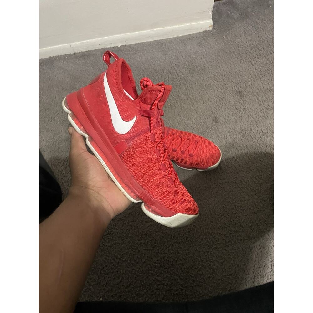 Size 9- Nike Air Zoom KD Durant 9 Varsity Red/White Sneakers Men’s (843392-611)